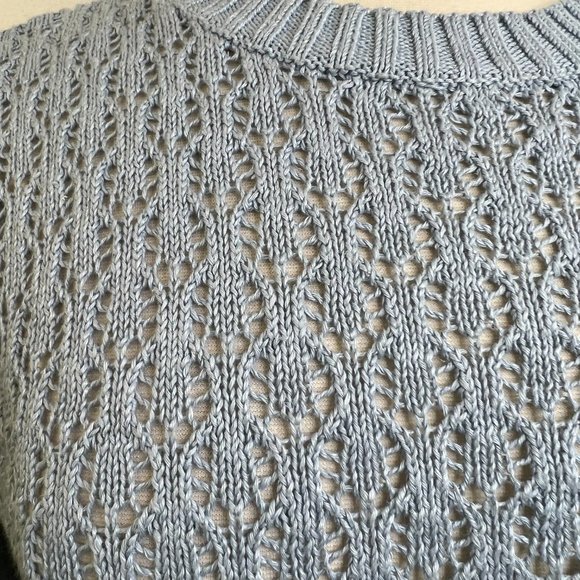Reformation Rose Linen open knit eyelet Sweater in Blue Size XS - Picture 7 of 9